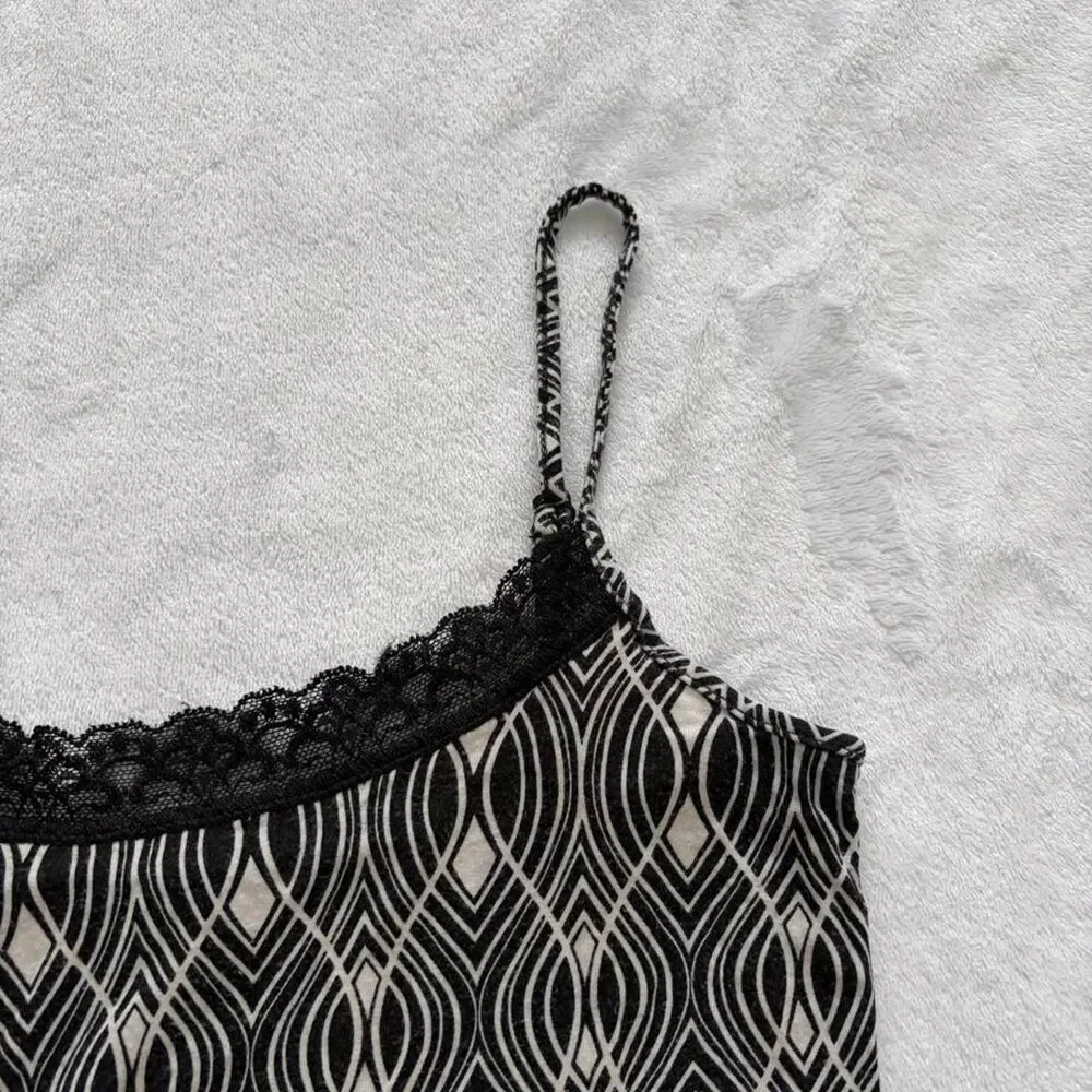 Loft Y2K Pattern Lace Tank Top Women's XS Summer Chic Bella Swan Vintage 2000s